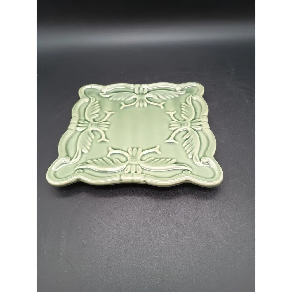 California Pantry Classic Ceramic Square Plate Green Trivet 6 inch trinket dish